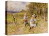 The Primrose Gatherers (W/C on Paper)-William Stephen Coleman-Stretched Canvas