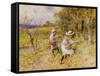 The Primrose Gatherers (W/C on Paper)-William Stephen Coleman-Framed Stretched Canvas