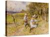 The Primrose Gatherers (W/C on Paper)-William Stephen Coleman-Stretched Canvas