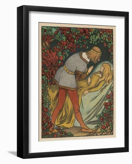 The Prince Kisses the Princess and She Awakens-Willy Planck-Framed Art Print