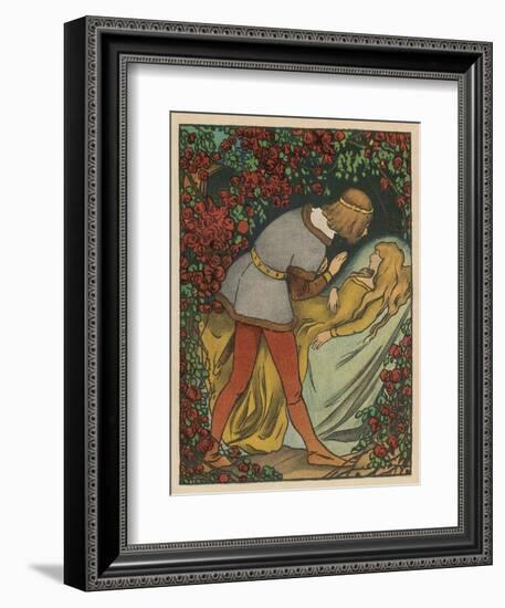 The Prince Kisses the Princess and She Awakens-Willy Planck-Framed Art Print