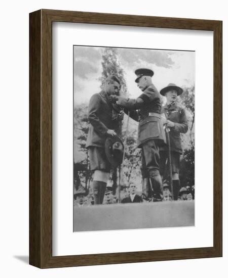 The Prince of Wales being invested with the Silver Wolf by the Duke of Connaught, 1922 (1936)-null-Framed Photographic Print