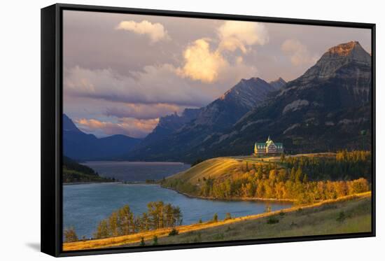 The Prince of Wales Hotel at Sunrise, Waterton Lakes National Park, Alberta, Canada, North America-Miles Ertman-Framed Stretched Canvas