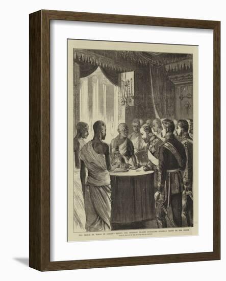 The Prince of Wales in Ceylon, Kandy, the Buddhist Priests Exhibiting Buddha's Tooth to the Prince-Alfred Chantrey Corbould-Framed Giclee Print