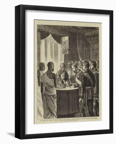 The Prince of Wales in Ceylon, Kandy, the Buddhist Priests Exhibiting Buddha's Tooth to the Prince-Alfred Chantrey Corbould-Framed Giclee Print