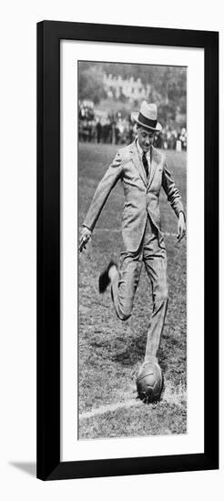 The Prince of Wales Kicking Off the Spurs Versus Fulham Football Match, 1921-null-Framed Giclee Print