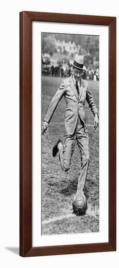 The Prince of Wales Kicking Off the Spurs Versus Fulham Football Match, 1921-null-Framed Giclee Print