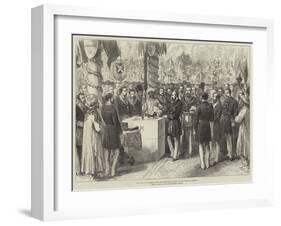 The Prince of Wales Laying the Foundation Stone of New Docks at Bombay-null-Framed Giclee Print