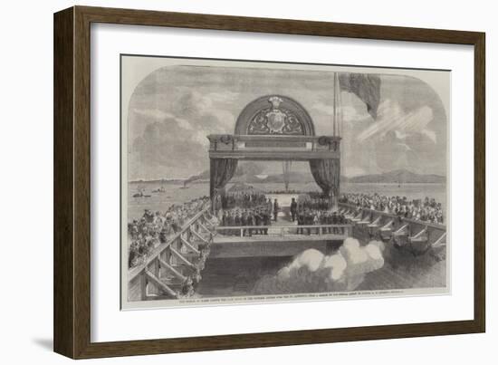 The Prince of Wales Laying the Last Stone of the Victoria Bridge over the St Lawrence-George Henry Andrews-Framed Giclee Print