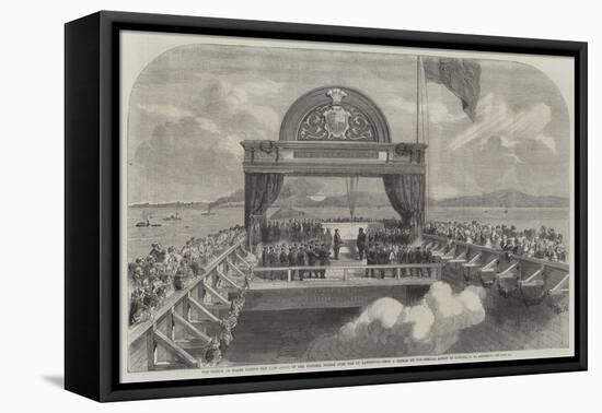 The Prince of Wales Laying the Last Stone of the Victoria Bridge over the St Lawrence-George Henry Andrews-Framed Stretched Canvas