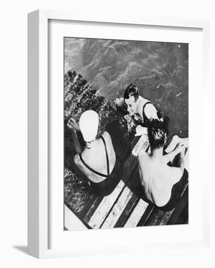 The Prince of Wales with Friends on a Raft, the Riviera, C1930S-null-Framed Giclee Print