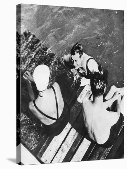 The Prince of Wales with Friends on a Raft, the Riviera, C1930S-null-Stretched Canvas