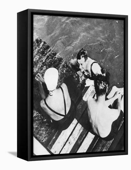 The Prince of Wales with Friends on a Raft, the Riviera, C1930S-null-Framed Stretched Canvas