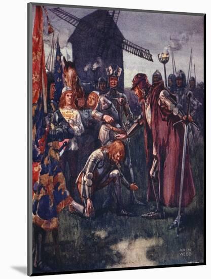 "The Prince to His Father Kneels Lowly: His Is the Battle - His Wholly!"-Archibald Webb-Mounted Giclee Print
