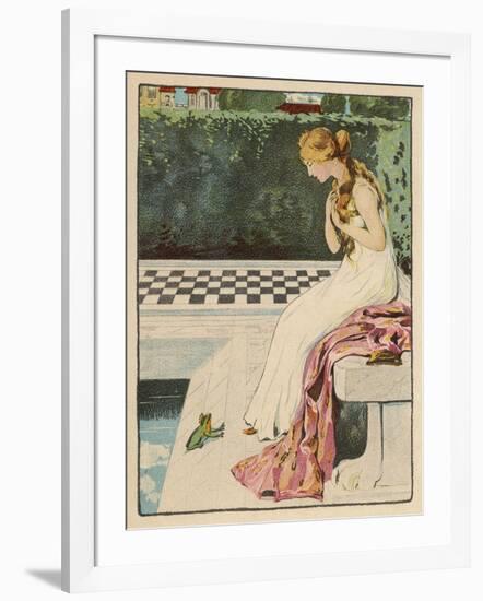 The Princess Discovers a Frog at Her Feet: Curiously He Too is Wearing a Crown-Willy Planck-Framed Art Print