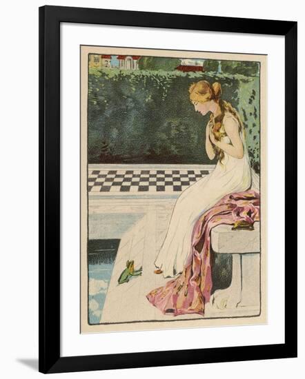 The Princess Discovers a Frog at Her Feet: Curiously He Too is Wearing a Crown-Willy Planck-Framed Art Print