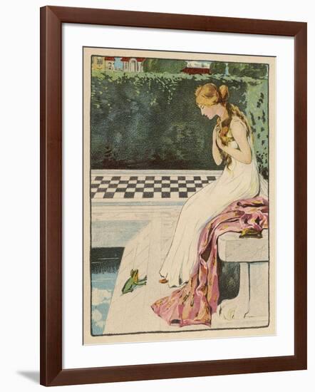 The Princess Discovers a Frog at Her Feet: Curiously He Too is Wearing a Crown-Willy Planck-Framed Art Print