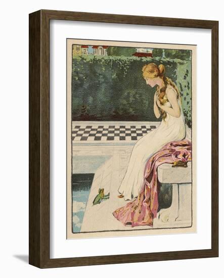 The Princess Discovers a Frog at Her Feet: Curiously He Too is Wearing a Crown-Willy Planck-Framed Art Print