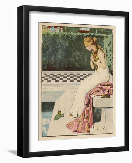 The Princess Discovers a Frog at Her Feet: Curiously He Too is Wearing a Crown-Willy Planck-Framed Art Print