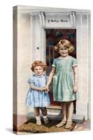 The Princesses Elizabeth and Margaret Rose at the Door of the Little House, 1933-null-Stretched Canvas