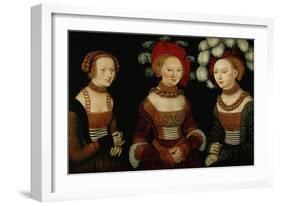 The Princesses Sibylla, Emilia, and Sidonia of Saxony, 1535-Lucas Cranach the Elder-Framed Giclee Print