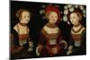 The Princesses Sibylla, Emilia, and Sidonia of Saxony, 1535-Lucas Cranach the Elder-Mounted Giclee Print