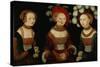 The Princesses Sibylla, Emilia, and Sidonia of Saxony, 1535-Lucas Cranach the Elder-Stretched Canvas