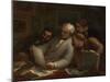 The Print Collectors, C.1860-63 (Oil on Panel)-Honore Daumier-Mounted Giclee Print