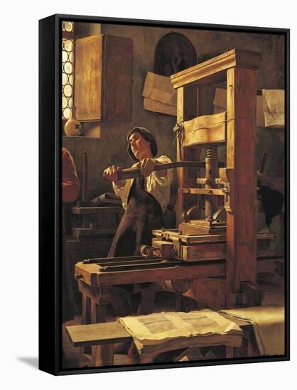 The Printer Bernardo Cennini in His Workshop, 1906-Tito Lessi-Framed Stretched Canvas