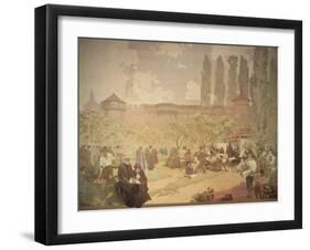 The Printing of the Kralice Bible, from the 'Slav Epic', 1918-Alphonse Mucha-Framed Giclee Print