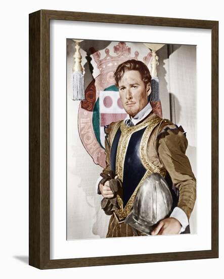 THE PRIVATE LIVES OF ELIZABETH AND ESSEX, Errol Flynn as the Earl of Essex, 1939-null-Framed Photo