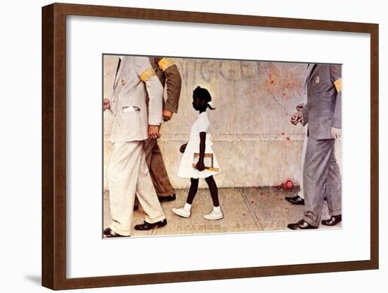 The Problem We All Live With (or Walking to School--Schoolgirl with U.S. Marshals)-Norman Rockwell-Framed Giclee Print