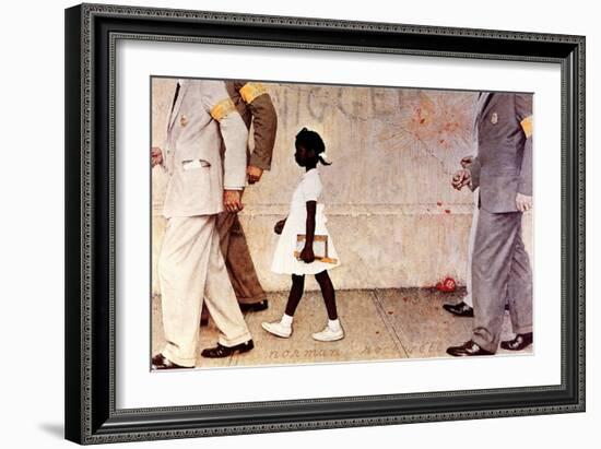 The Problem We All Live With (or Walking to School--Schoolgirl with U.S. Marshals)-Norman Rockwell-Framed Giclee Print