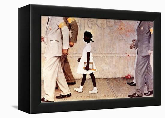 The Problem We All Live With (or Walking to School--Schoolgirl with U.S. Marshals)-Norman Rockwell-Framed Stretched Canvas