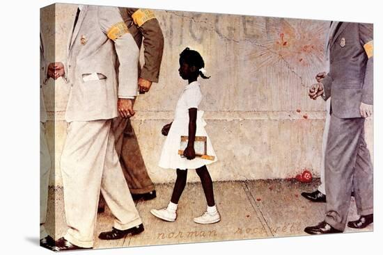The Problem We All Live With (or Walking to School--Schoolgirl with U.S. Marshals)-Norman Rockwell-Stretched Canvas