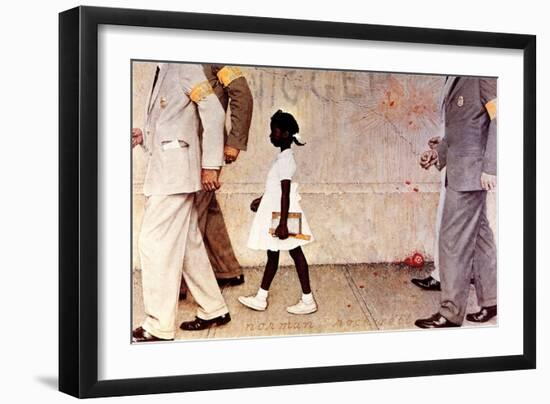 The Problem We All Live With (or Walking to School--Schoolgirl with U.S. Marshals)-Norman Rockwell-Framed Premium Giclee Print