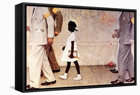 The Problem We All Live With (or Walking to School--Schoolgirl with U.S. Marshals)-Norman Rockwell-Framed Stretched Canvas