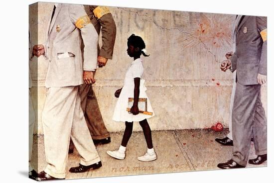 The Problem We All Live With (or Walking to School--Schoolgirl with U.S. Marshals)-Norman Rockwell-Stretched Canvas