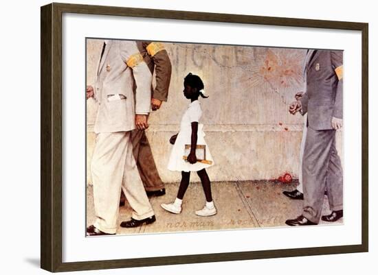 The Problem We All Live With (or Walking to School--Schoolgirl with U.S. Marshals)-Norman Rockwell-Framed Premium Giclee Print
