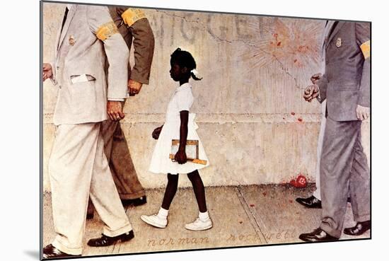 The Problem We All Live With (or Walking to School--Schoolgirl with U.S. Marshals)-Norman Rockwell-Mounted Premium Giclee Print