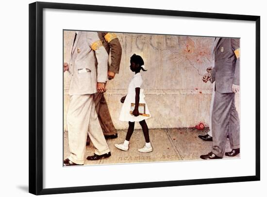 The Problem We All Live With (or Walking to School--Schoolgirl with U.S. Marshals)-Norman Rockwell-Framed Giclee Print