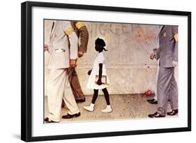 The Problem We All Live With (or Walking to School--Schoolgirl with U.S. Marshals)-Norman Rockwell-Framed Giclee Print