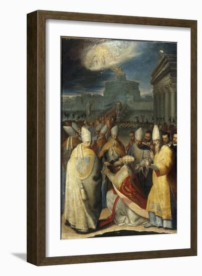 The Procession of Gregory the Great during the Plague in Rome-Cesare Aretusi-Framed Giclee Print
