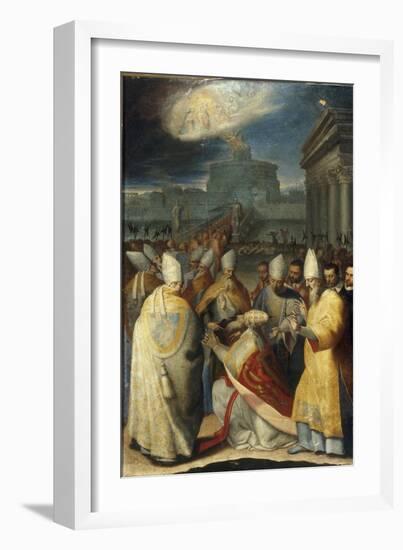 The Procession of Gregory the Great during the Plague in Rome-Cesare Aretusi-Framed Giclee Print