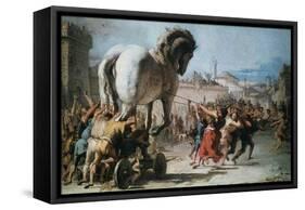 The Procession of the Trojan Horse into Troy, C1760-Giovanni Battista Tiepolo-Framed Stretched Canvas