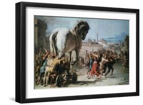 The Procession of the Trojan Horse into Troy, C1760-Giovanni Battista Tiepolo-Framed Giclee Print