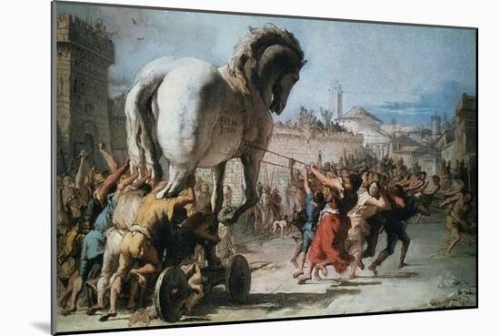 The Procession of the Trojan Horse into Troy, C1760-Giovanni Battista Tiepolo-Mounted Giclee Print