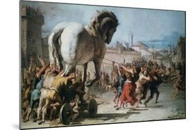 The Procession of the Trojan Horse into Troy, C1760-Giovanni Battista Tiepolo-Mounted Giclee Print