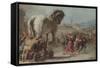 The Procession of the Trojan Horse into Troy, Ca 1760-Giandomenico Tiepolo-Framed Stretched Canvas