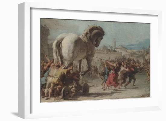 The Procession of the Trojan Horse into Troy, Ca 1760-Giandomenico Tiepolo-Framed Giclee Print